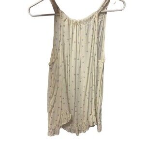 Women’s Halter Top White & Grey Stars Flowy Dressy Summer Shirt - Size Large -